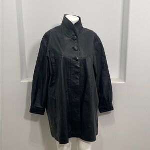 CBO New York Vintage 80’s Women's Black Leather Swing Short Coat Jacket Size 2 X